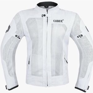 Cuber Men's White Motorcycle Jacket Mesh Breathable Armor Size L New With Tags